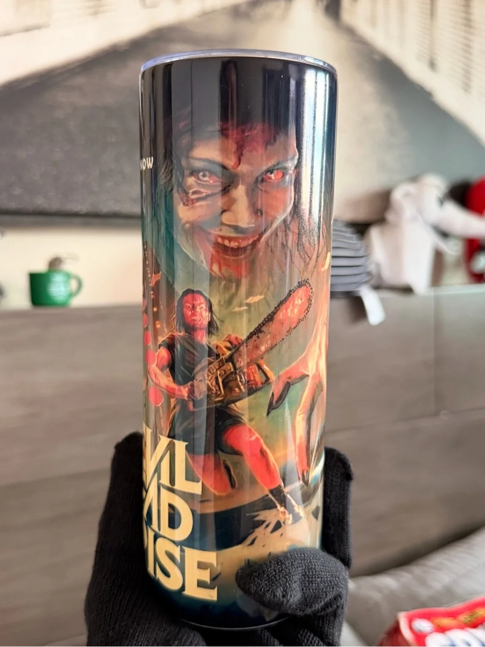 Horror Graphic Stainless Tumbler in Black and Multicolor